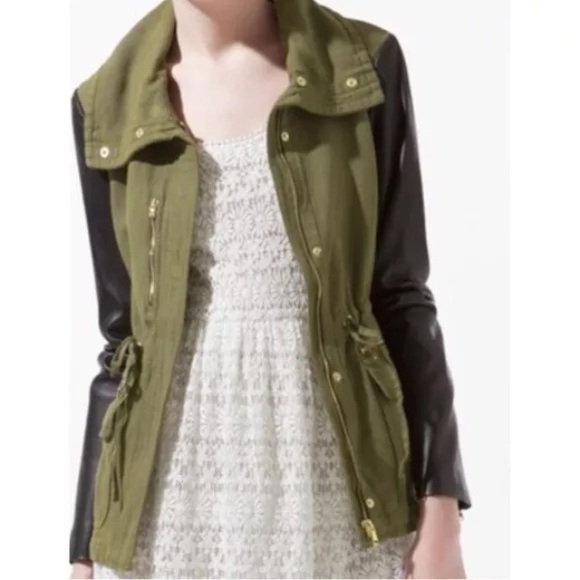 zara leather sleeve jacket